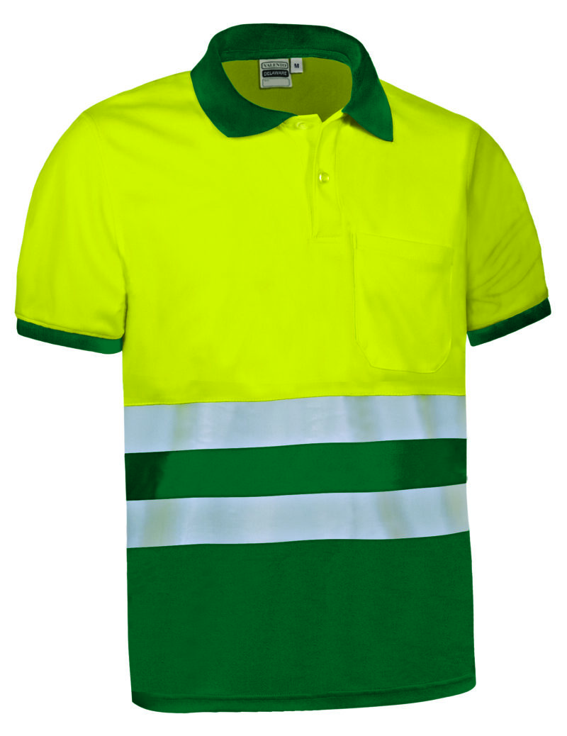POVADELAB Υψηλής ορατότητας S/S Polo Shirt DELAWARE - Fluo Κίτρινο-Πράσινο Μπουκαλί