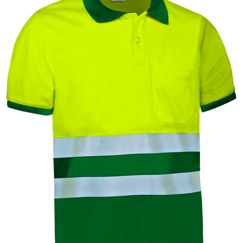 Υψηλής ορατότητας S/S Polo Shirt DELAWARE - Fluo Κίτρινο-Πράσινο Μπουκαλί