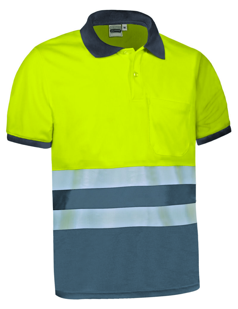 POVADELAC Υψηλής ορατότητας S/S Polo Shirt DELAWARE - Fluo Κίτρινο-Cement Γκρι