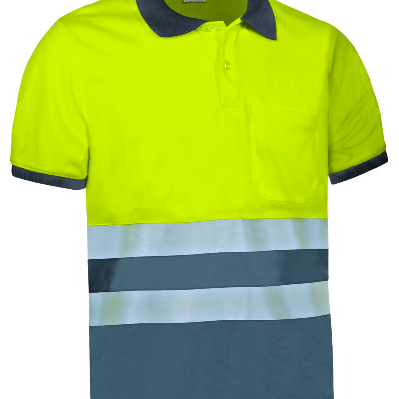 Υψηλής ορατότητας S/S Polo Shirt DELAWARE - Fluo Κίτρινο-Cement Γκρι