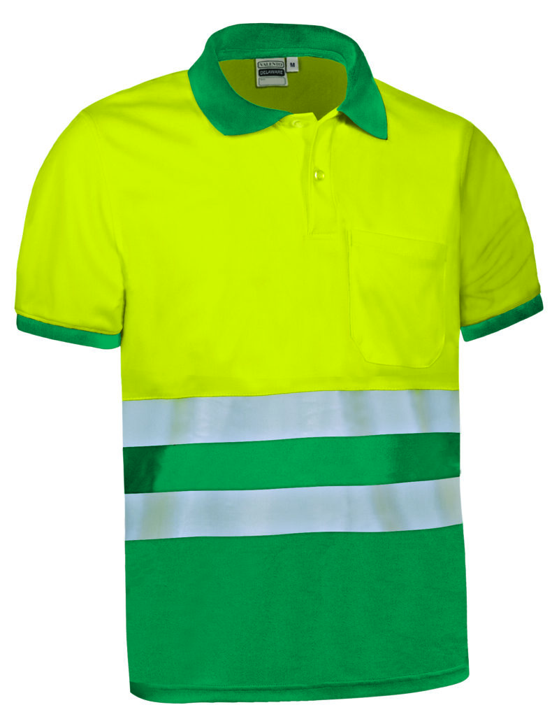 POVADELAE Υψηλής ορατότητας S/S Polo Shirt DELAWARE - Fluo Κίτρινο-Amazon Πράσινο
