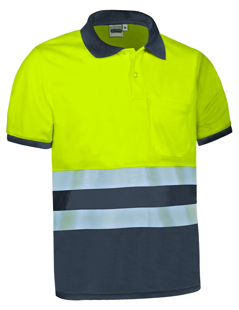 POVADELAG Υψηλής ορατότητας S/S Polo Shirt DELAWARE - Fluo Κίτρινο-Charcoal Γκρι