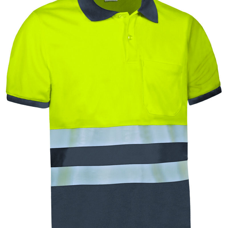 Υψηλής ορατότητας S/S Polo Shirt DELAWARE - Fluo Κίτρινο-Charcoal Γκρι