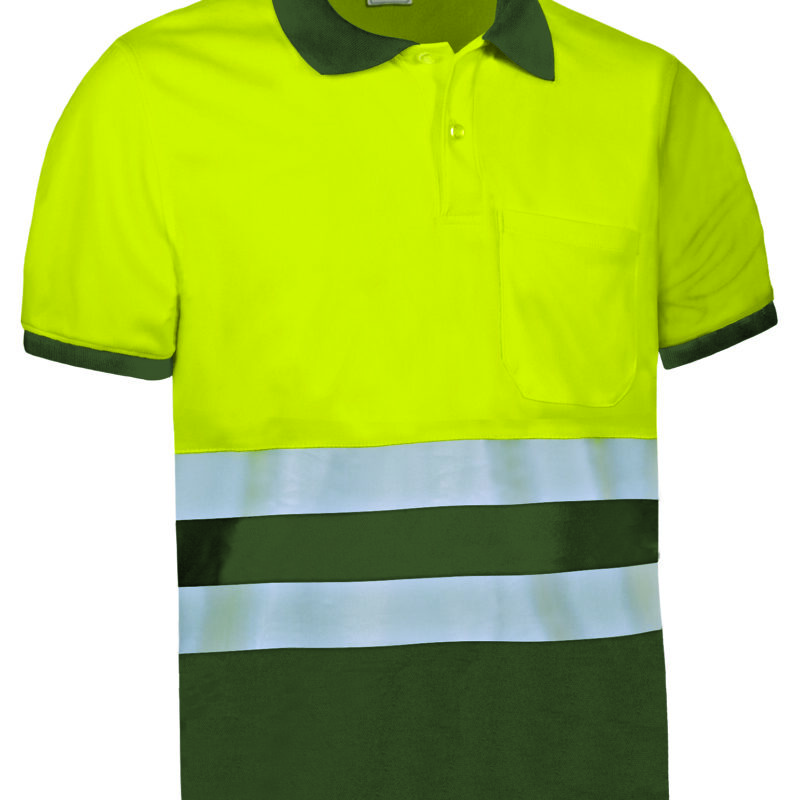 Υψηλής ορατότητας S/S Polo Shirt DELAWARE - Fluo Κίτρινο-Χακί Πράσινο