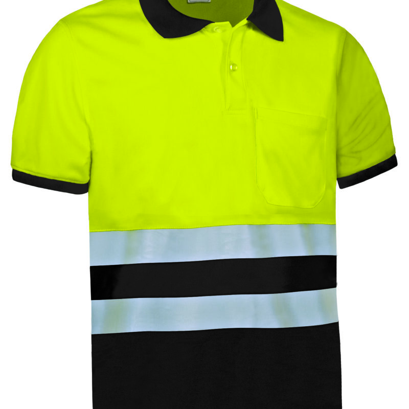 Υψηλής ορατότητας S/S Polo Shirt DELAWARE - Fluo Κίτρινο-Μαύρο
