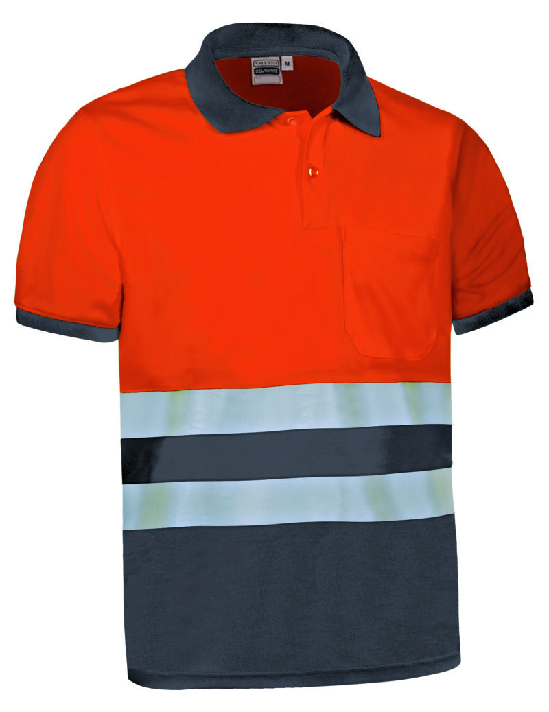 POVADELNG Υψηλής ορατότητας S/S Polo Shirt DELAWARE - Fluo Πορτοκαλί-Charcoal Γκρι