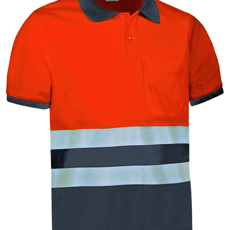 Υψηλής ορατότητας S/S Polo Shirt DELAWARE - Fluo Πορτοκαλί-Charcoal Γκρι