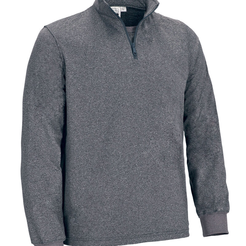 POVAEURAT Μακρυμάνικο Half-Zip Polo EUROPA - Anthracite Μελανζέ