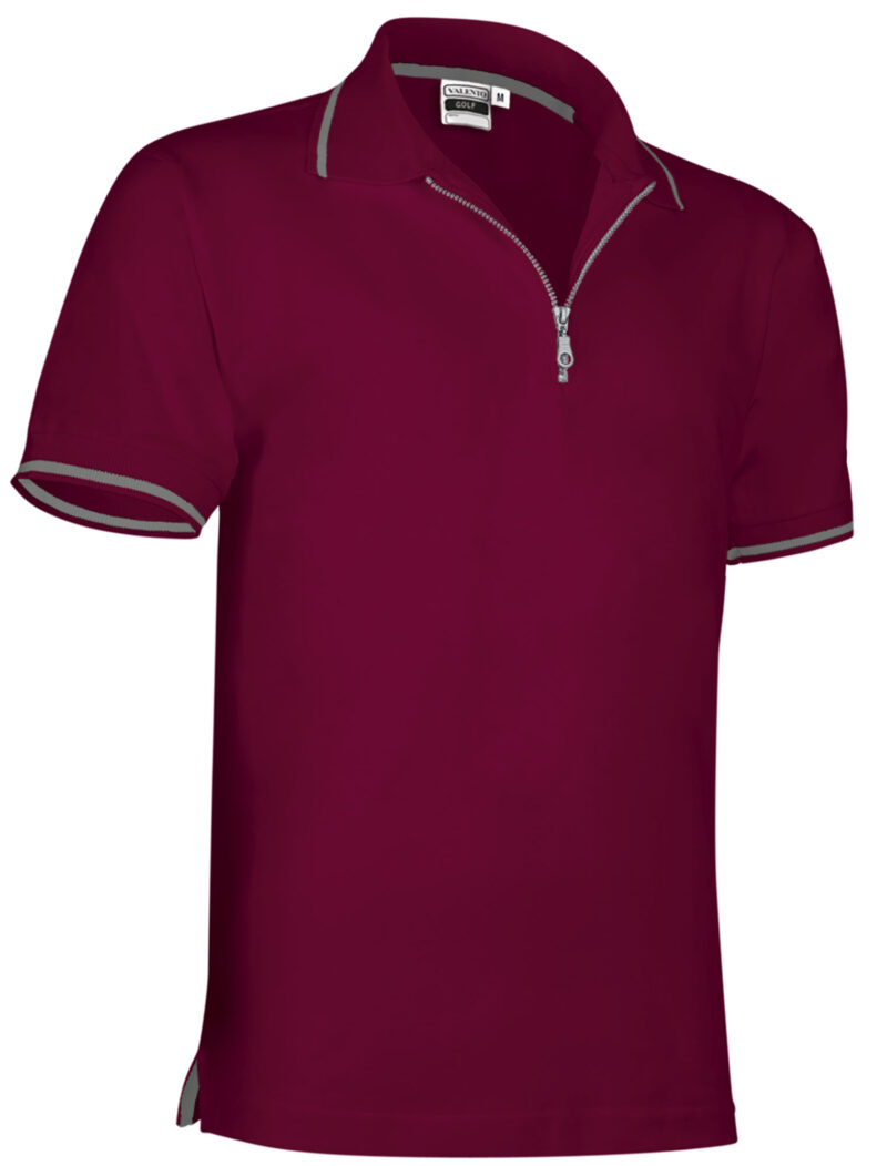POVAGOLGT Κοντομάνικο Polo Shirt GOLF - Μαόνι Μπορντό-Cement Γκρι