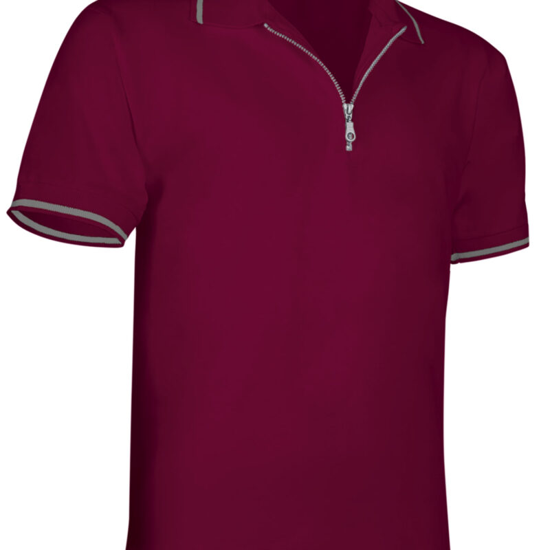POVAGOLGT Κοντομάνικο Polo Shirt GOLF - Μαόνι Μπορντό-Cement Γκρι
