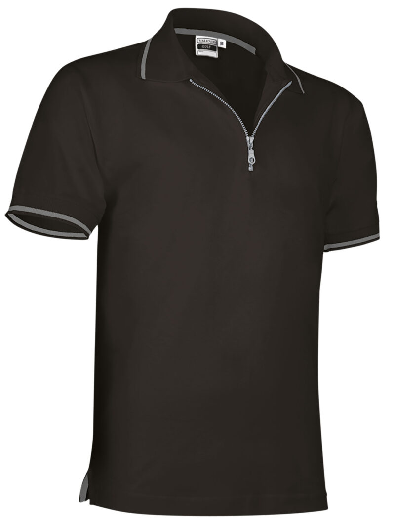 POVAGOLNG Κοντομάνικο Polo Shirt GOLF - Μαύρο-Cement Γκρι