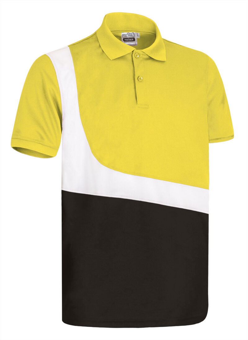 POVAPARAB Κοντομάνικο Polo Shirt PARTNER - Λεμονί Κίτρινο-Λευκό-Μαύρο