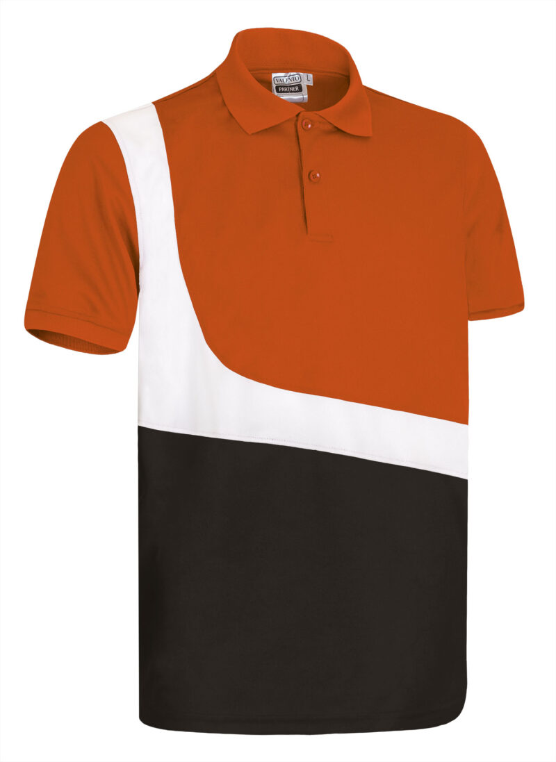 POVAPARNB Κοντομάνικο Polo Shirt PARTNER - Party Πορτοκαλί-Λευκό-Μαύρο