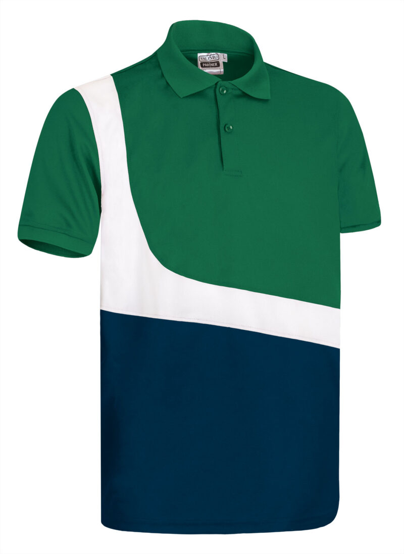 POVAPARVB Κοντομάνικο Polo Shirt PARTNER - Kelly Πράσινο-Λευκό-Orion Μπλε σκούρο Μπλε