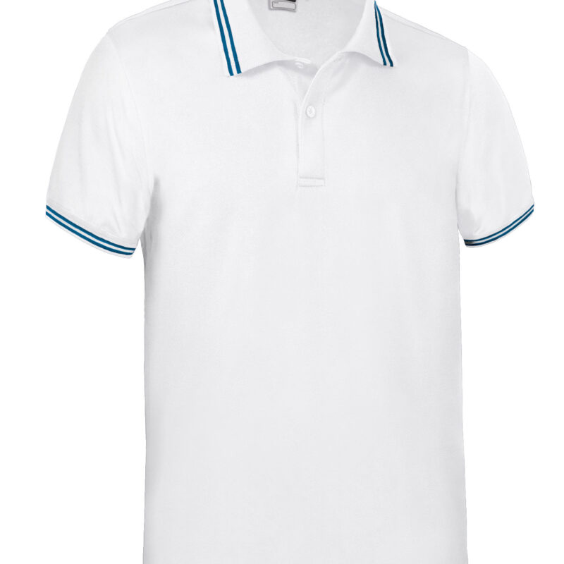 POVASAGBA Κοντομάνικο Polo Shirt SAGANO - Λευκό-Ρουά Μπλε