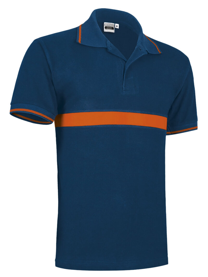 POVASECMN Κοντομάνικο Polo Shirt SERVER - Orion Μπλε σκούρο Μπλε-Party Πορτοκαλί