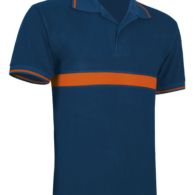 Κοντομάνικο Polo Shirt SERVER - Orion Μπλε σκούρο Μπλε-Party Πορτοκαλί