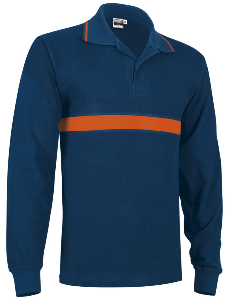 Μακρυμάνικο Polo Shirt SERVER - Orion Μπλε σκούρο Μπλε-Party Πορτοκαλί