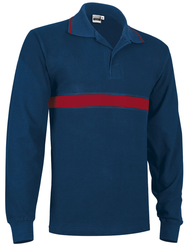 Μακρυμάνικο Polo Shirt SERVER - Orion Μπλε σκούρο Μπλε-Lotto Κόκκινο