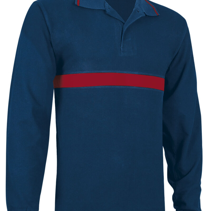 POVASELMR Μακρυμάνικο Polo Shirt SERVER - Orion Μπλε σκούρο Μπλε-Lotto Κόκκινο
