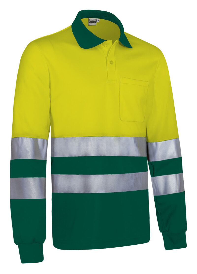 POVASNAAB Υψηλής ορατότητας L/S Polo SNAKE - Fluo Κίτρινο-Πράσινο Μπουκαλί