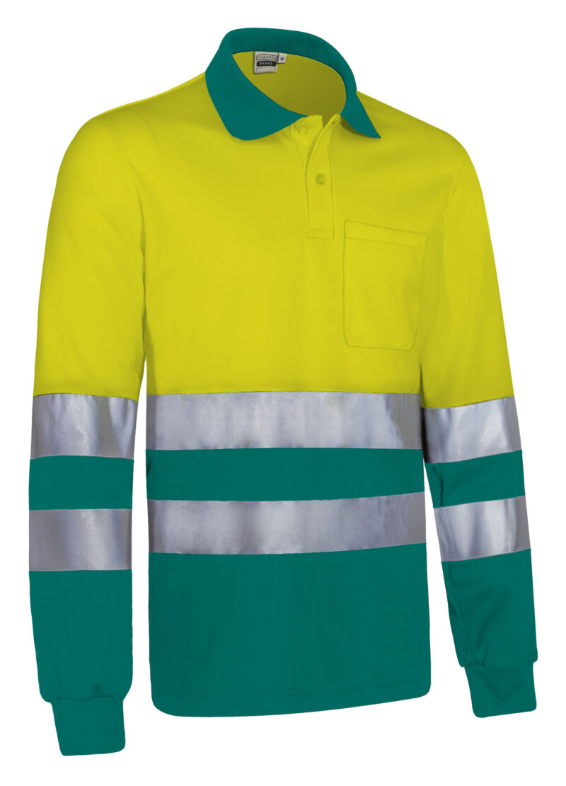 POVASNAAE Υψηλής ορατότητας L/S Polo SNAKE - Fluo Κίτρινο-Amazon Πράσινο