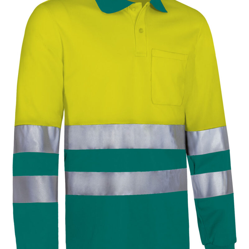Υψηλής ορατότητας L/S Polo  SNAKE - Fluo Κίτρινο-Amazon Πράσινο