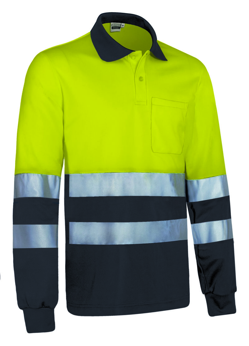POVASNAAG Υψηλής ορατότητας L/S Polo SNAKE - Fluo Κίτρινο-Charcoal Γκρι