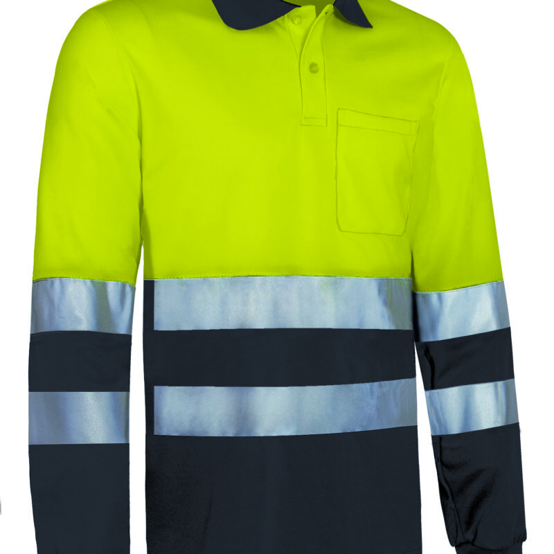 POVASNAAG Υψηλής ορατότητας L/S Polo SNAKE - Fluo Κίτρινο-Charcoal Γκρι