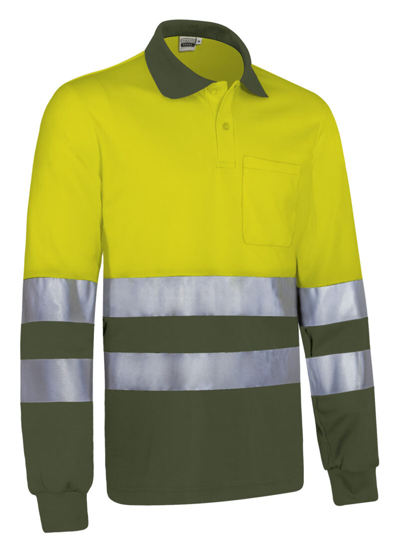 POVASNAAK Υψηλής ορατότητας L/S Polo SNAKE - Fluo Κίτρινο-Χακί Πράσινο