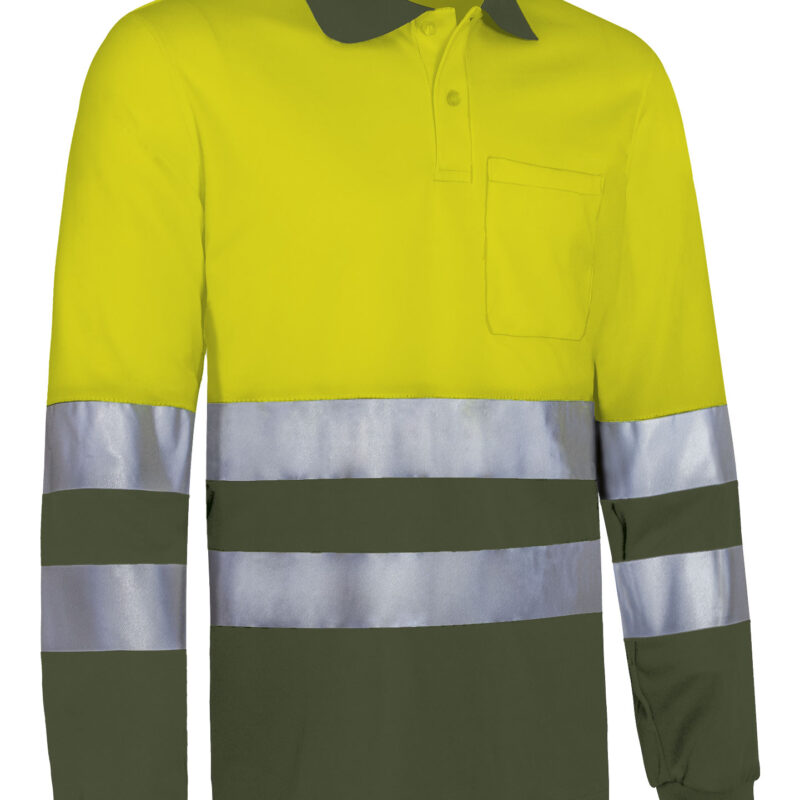 Υψηλής ορατότητας L/S Polo  SNAKE - Fluo Κίτρινο-Χακί Πράσινο