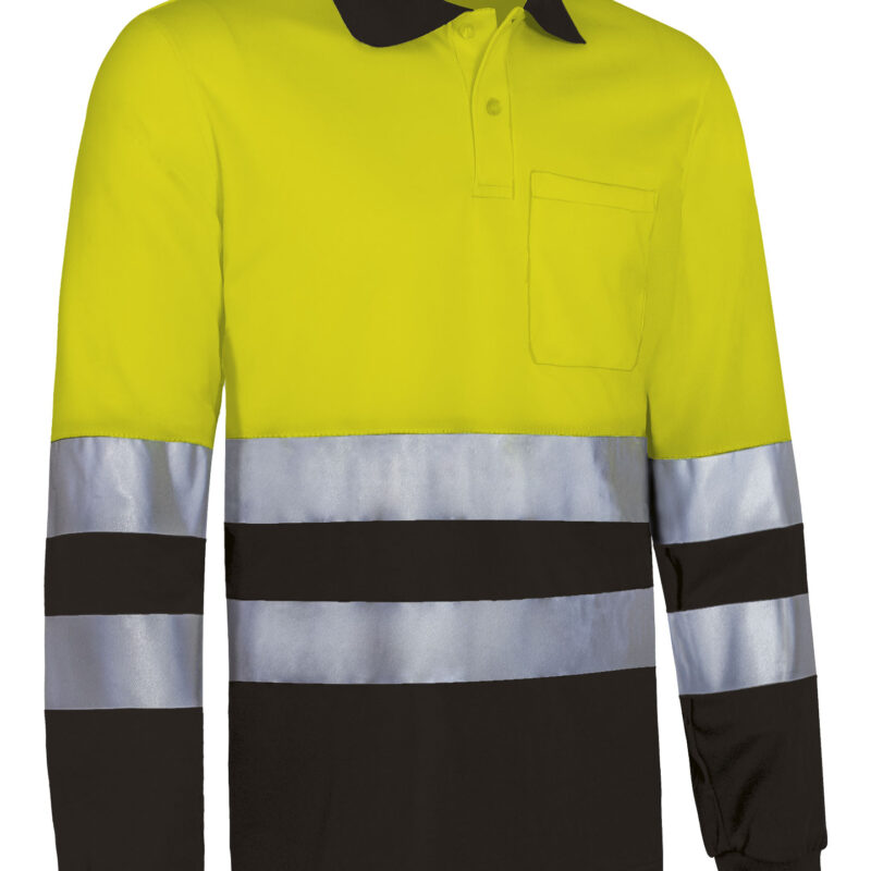 POVASNAAN Υψηλής ορατότητας L/S Polo SNAKE - Fluo Κίτρινο-Μαύρο