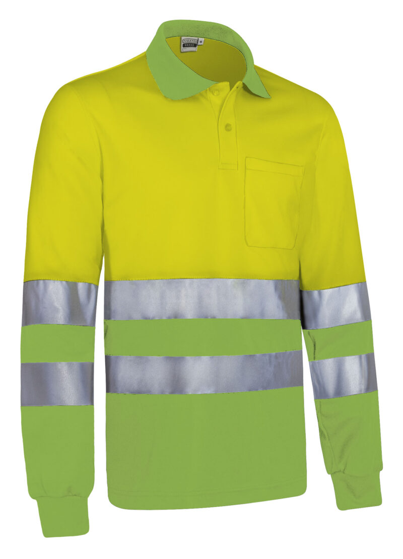 POVASNAAP Υψηλής ορατότητας L/S Polo SNAKE - Fluo Κίτρινο-Μήλο Πράσινο