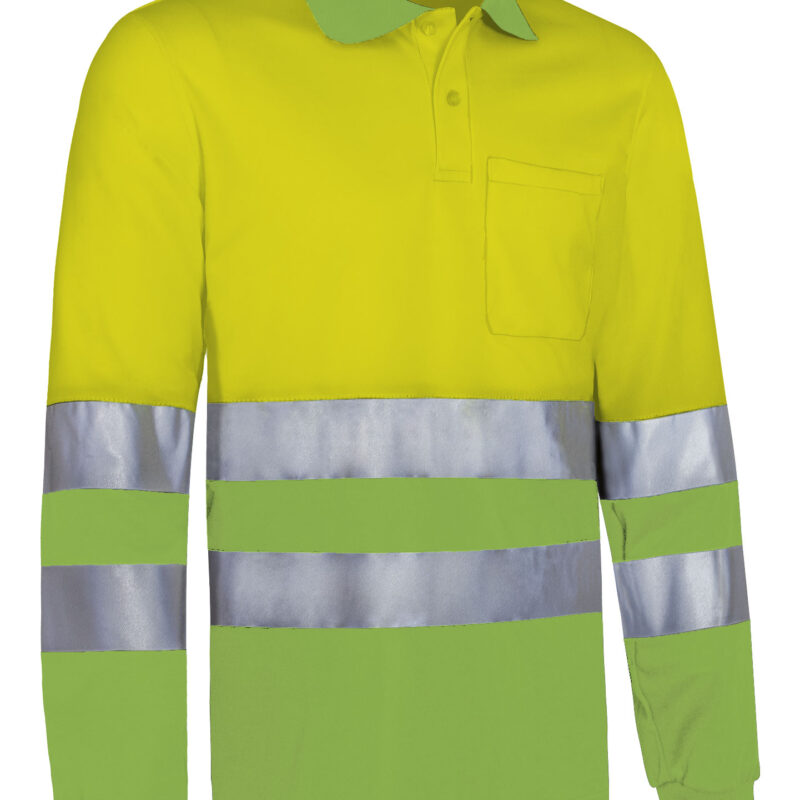 Υψηλής ορατότητας L/S Polo  SNAKE - Fluo Κίτρινο-Μήλο Πράσινο