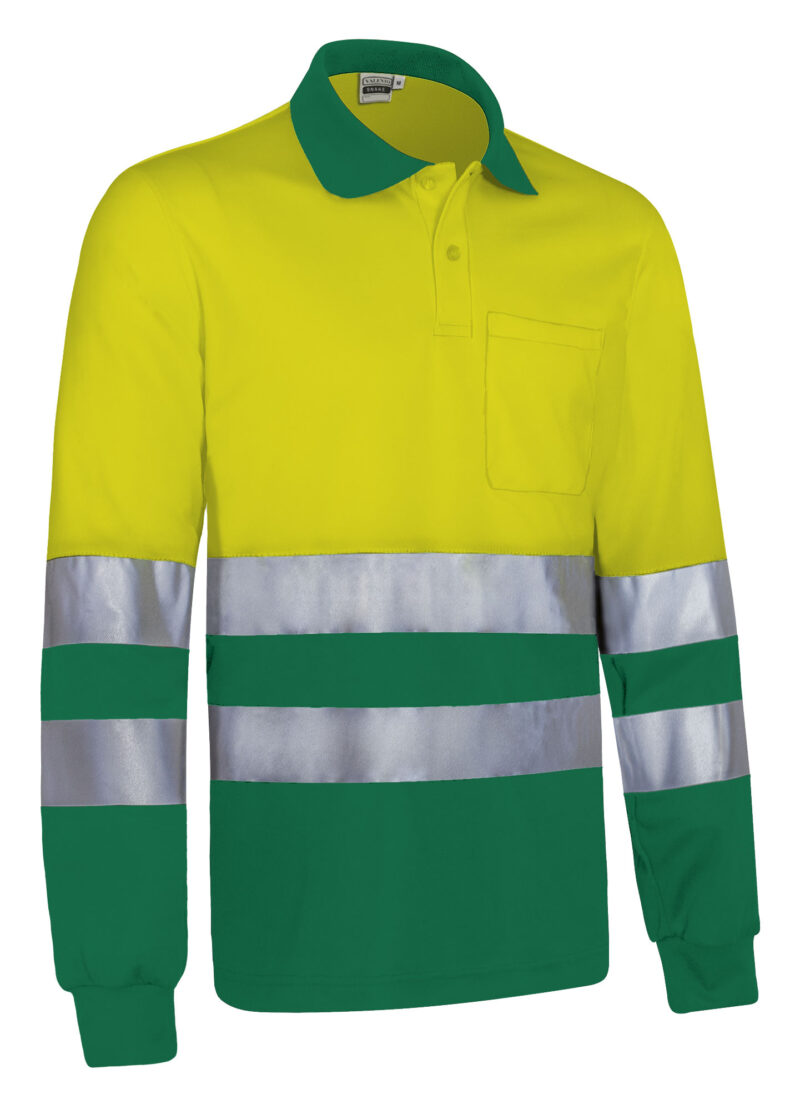 POVASNAAV Υψηλής ορατότητας L/S Polo SNAKE - Fluo Κίτρινο-Kelly Πράσινο