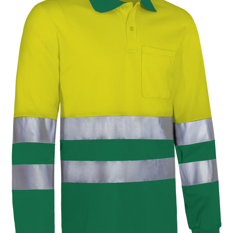 POVASNAAV Υψηλής ορατότητας L/S Polo SNAKE - Fluo Κίτρινο-Kelly Πράσινο