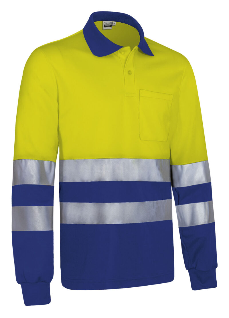 POVASNAAZ Υψηλής ορατότητας L/S Polo SNAKE - Fluo Κίτρινο-Bluish Μπλε