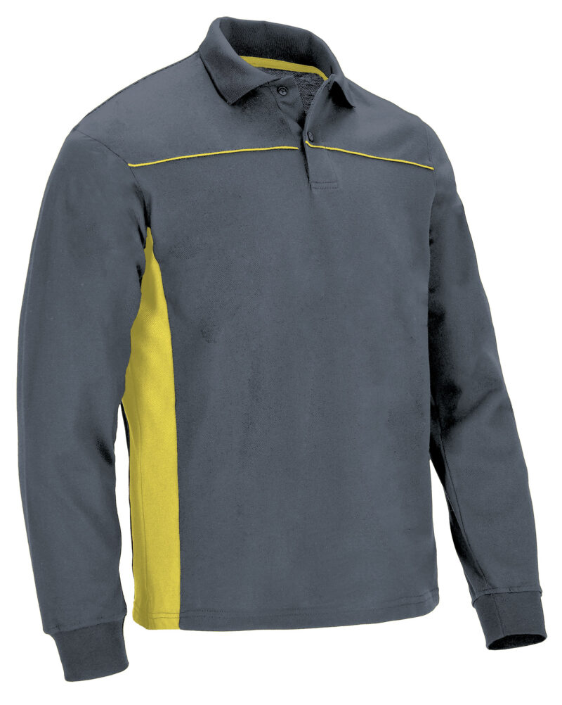 Μακρυμάνικο Polo Shirt THUNDER - Cement Γκρι-Λεμονί Κίτρινο