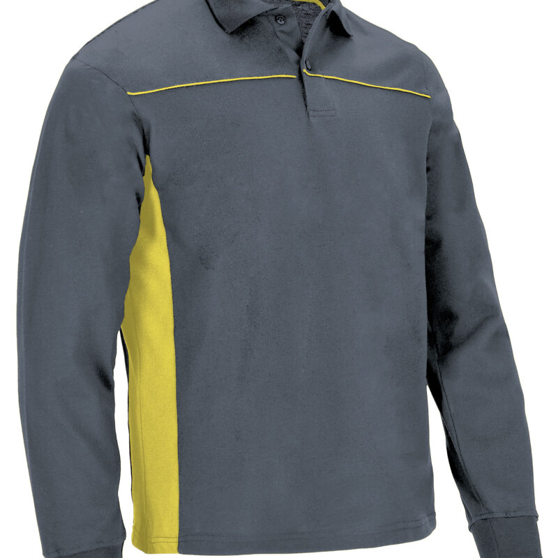 POVATHLGA Μακρυμάνικο Polo Shirt THUNDER - Cement Γκρι-Λεμονί Κίτρινο