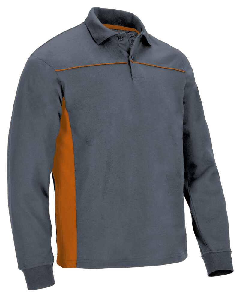 POVATHLGN Μακρυμάνικο Polo Shirt THUNDER - Cement Γκρι-Party Πορτοκαλί