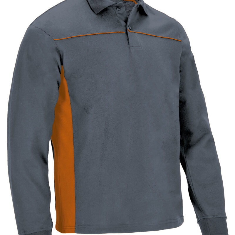 POVATHLGN Μακρυμάνικο Polo Shirt THUNDER - Cement Γκρι-Party Πορτοκαλί