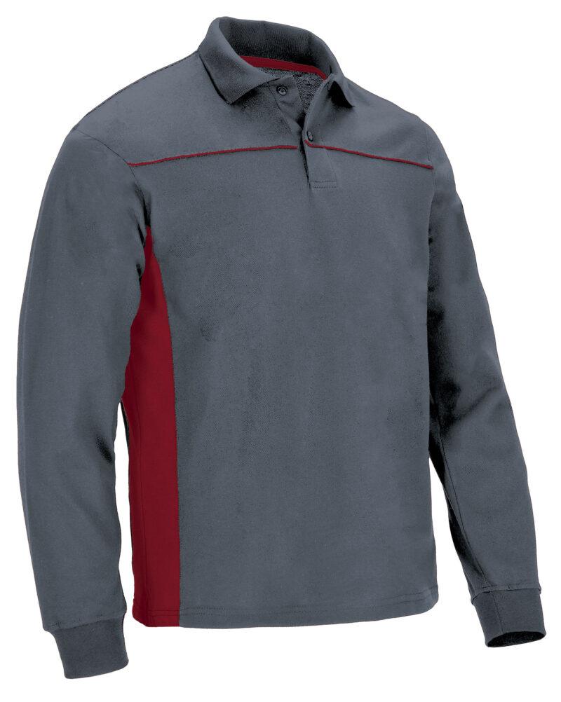 POVATHLGR Μακρυμάνικο Polo Shirt THUNDER - Cement Γκρι-Lotto Κόκκινο
