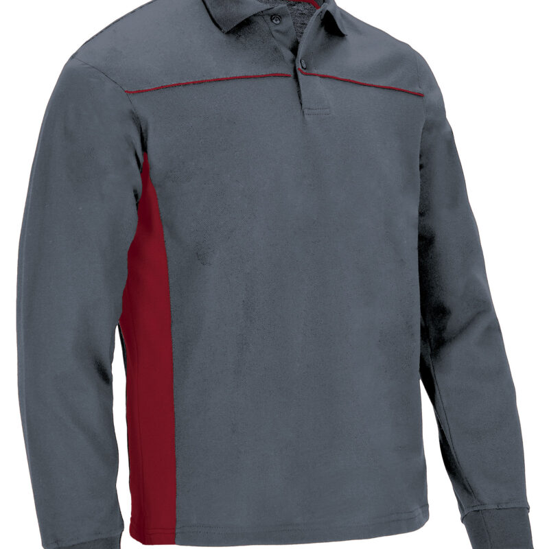 POVATHLGR Μακρυμάνικο Polo Shirt THUNDER - Cement Γκρι-Lotto Κόκκινο