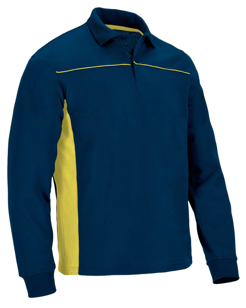 POVATHLMA Μακρυμάνικο Polo Shirt THUNDER - Orion Μπλε σκούρο Μπλε-Λεμονί Κίτρινο