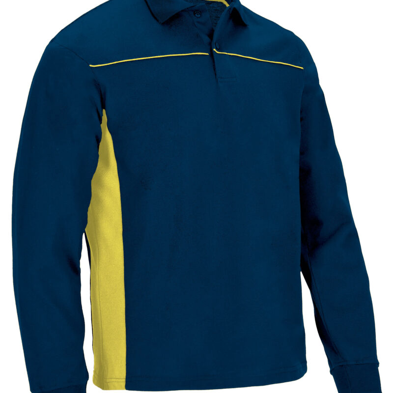 POVATHLMA Μακρυμάνικο Polo Shirt THUNDER - Orion Μπλε σκούρο Μπλε-Λεμονί Κίτρινο