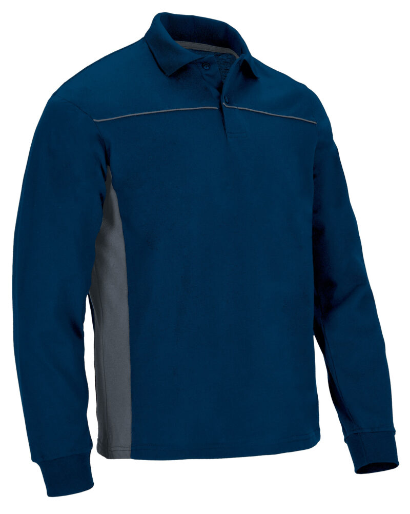POVATHLMG Μακρυμάνικο Polo Shirt THUNDER - Orion Μπλε σκούρο Μπλε-Cement Γκρι