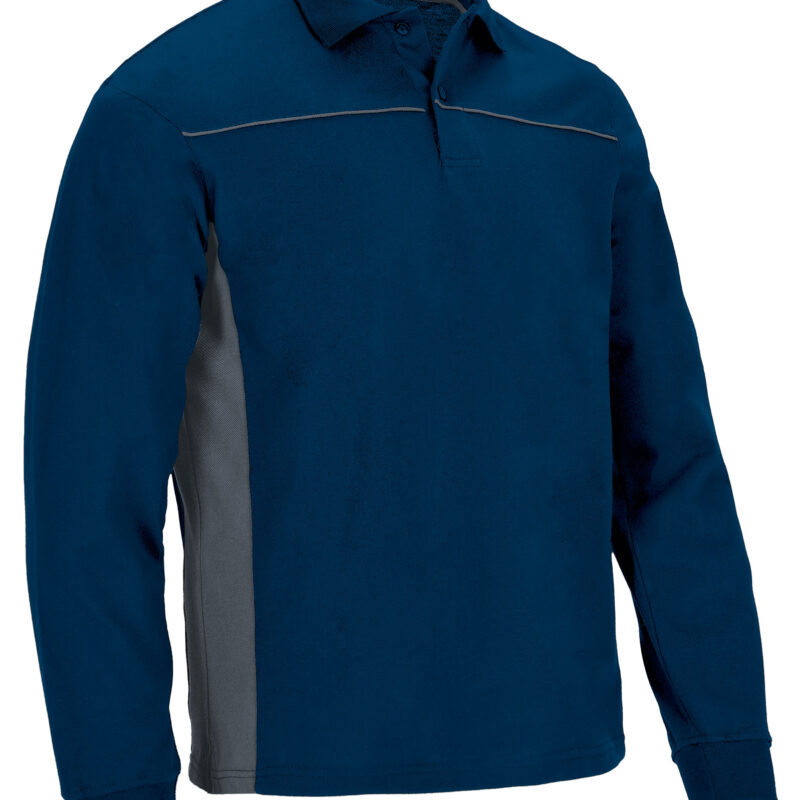 POVATHLMG Μακρυμάνικο Polo Shirt THUNDER - Orion Μπλε σκούρο Μπλε-Cement Γκρι