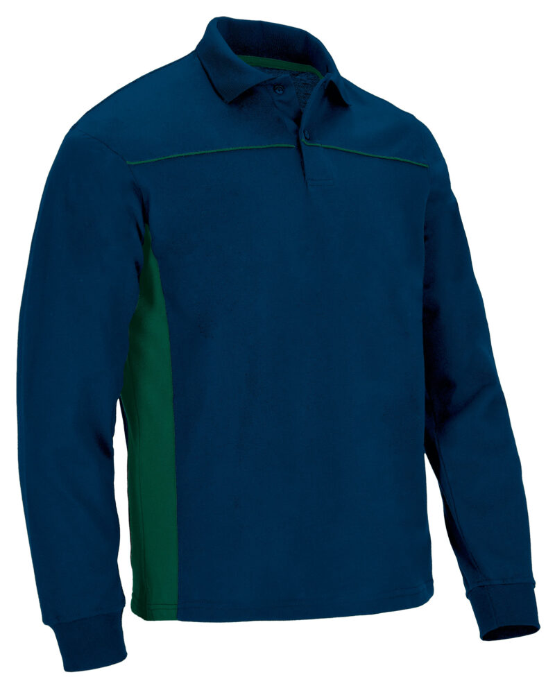 POVATHLML Μακρυμάνικο Polo Shirt THUNDER - Orion Μπλε σκούρο Μπλε-Μπουκαλί Πράσινο
