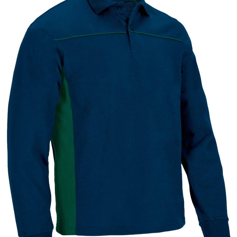 POVATHLML Μακρυμάνικο Polo Shirt THUNDER - Orion Μπλε σκούρο Μπλε-Μπουκαλί Πράσινο