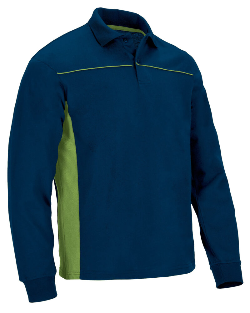 POVATHLMM Μακρυμάνικο Polo Shirt THUNDER - Orion Μπλε σκούρο Μπλε-Μήλο Πράσινο
